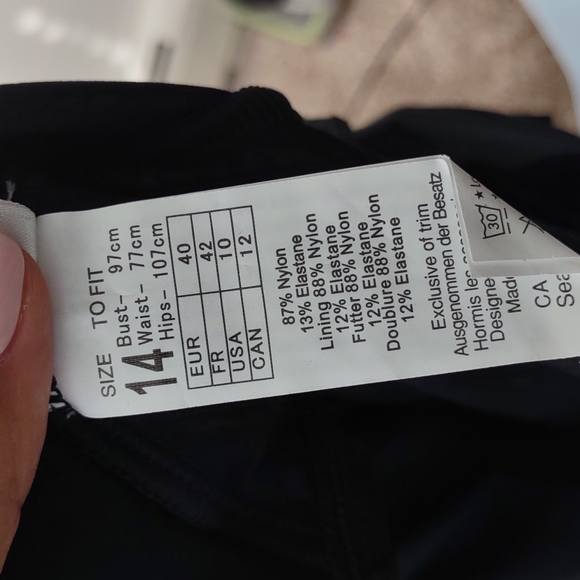 NWOT Seafolly black open back bathing suit Sz 14 - Picture 8 of 10